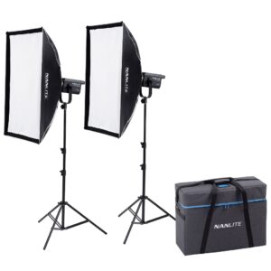 NANLITE FS200B 2KIT WITH LIGHT STAND LS1505/8 AND NEW BAG 2 LED